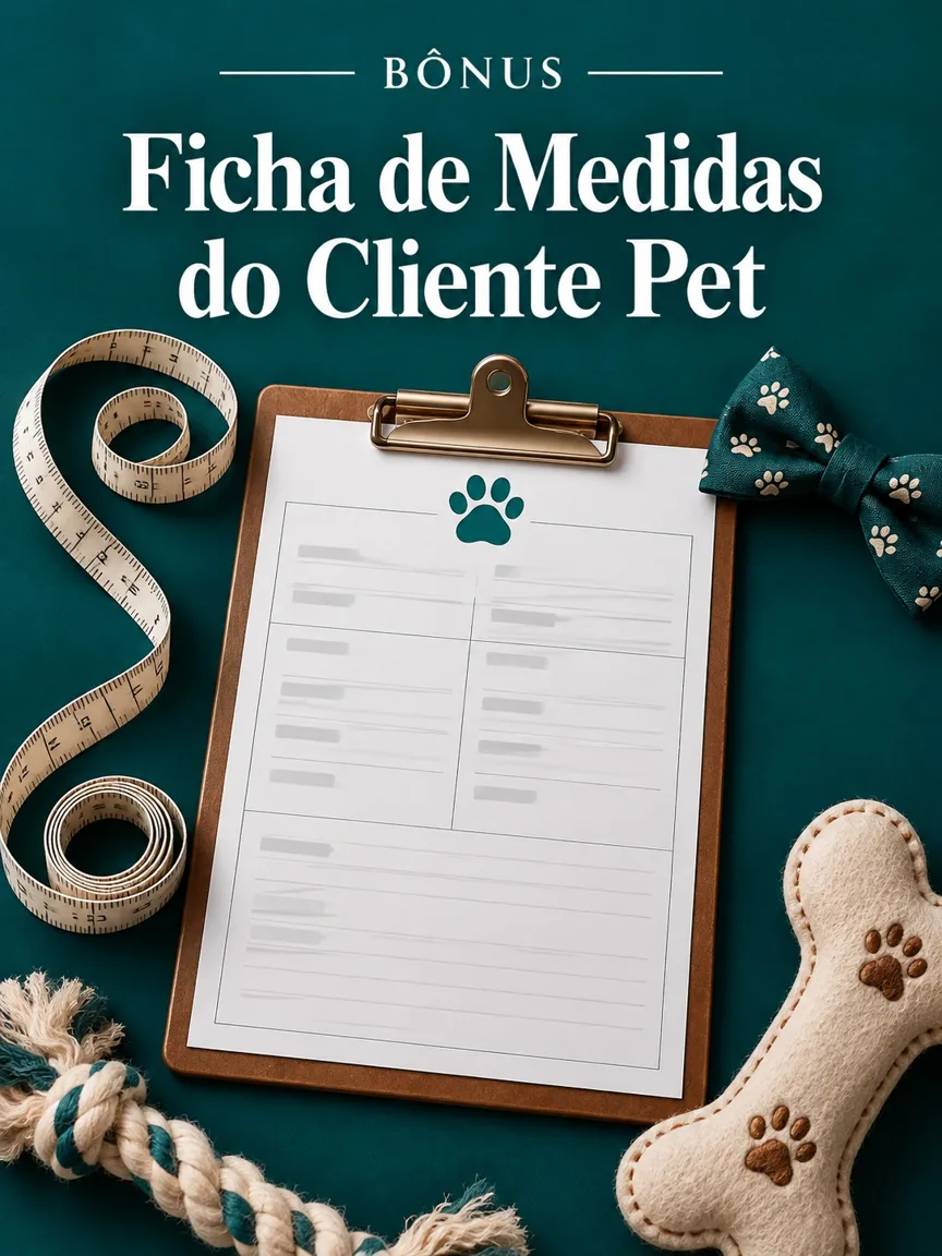 Capa do bônus Ficha de Medidas do Cliente Pet